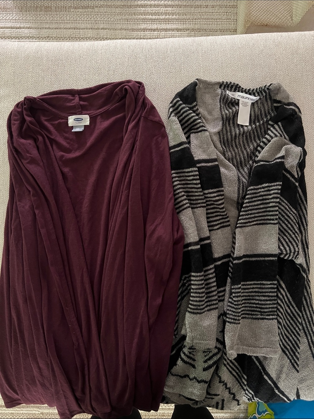 Maurices Black & Gray Striped Open-Front Cardigan